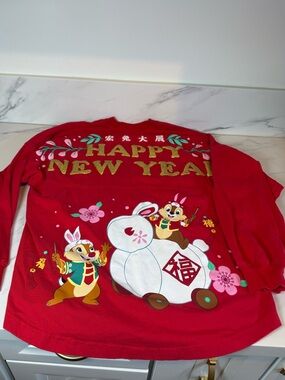Disney Chinese new year red long sleeve graphic top